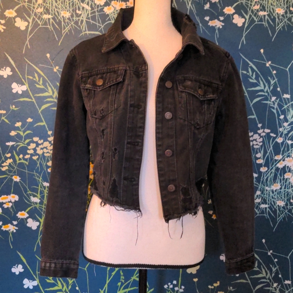 BBJ Distressed Crop Jean Jacket